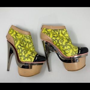 VERSACE Italy Platform Boot Metal Heel Women 39.5
